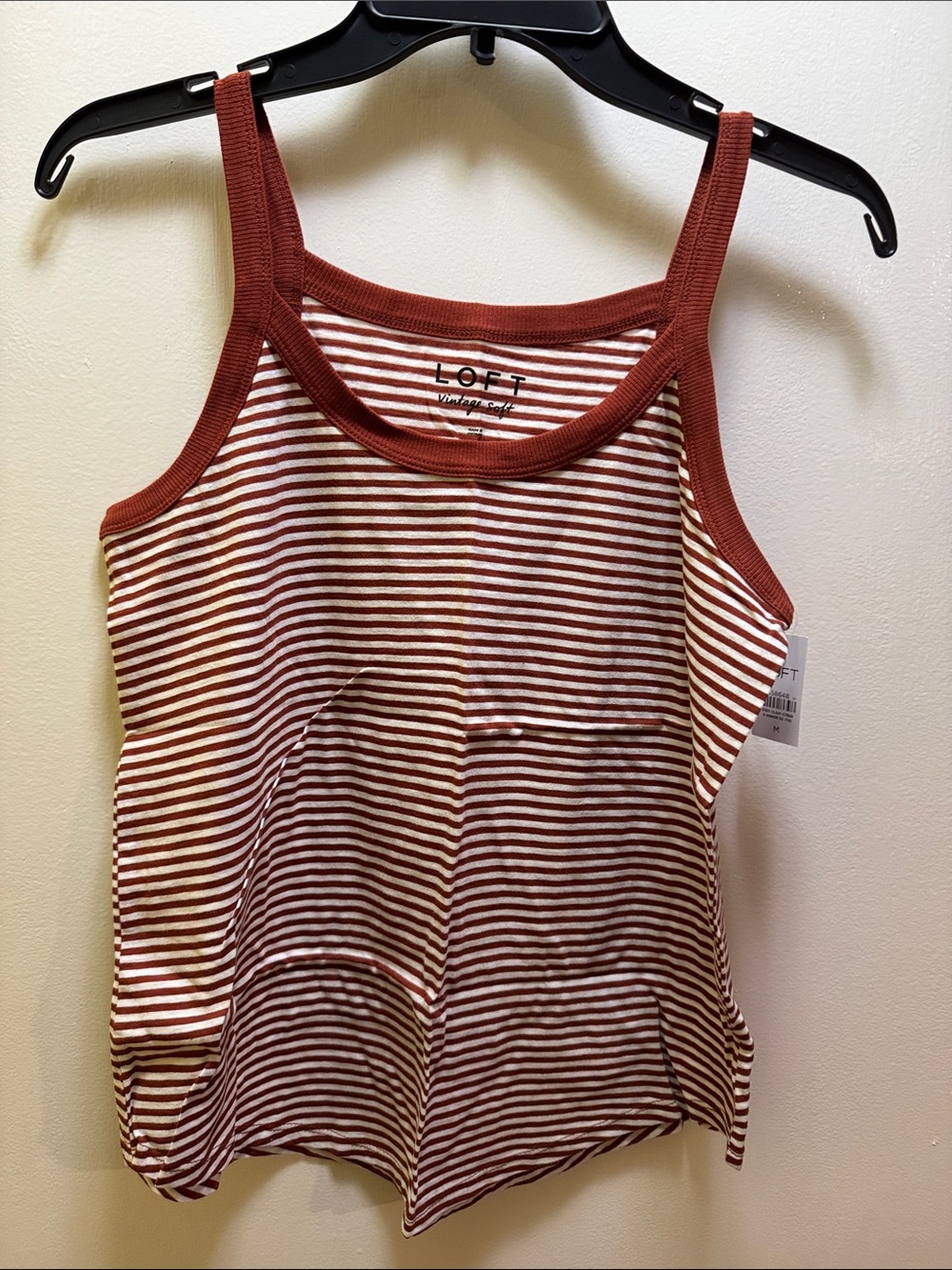 LOFT Rust and White Striped Tank Top